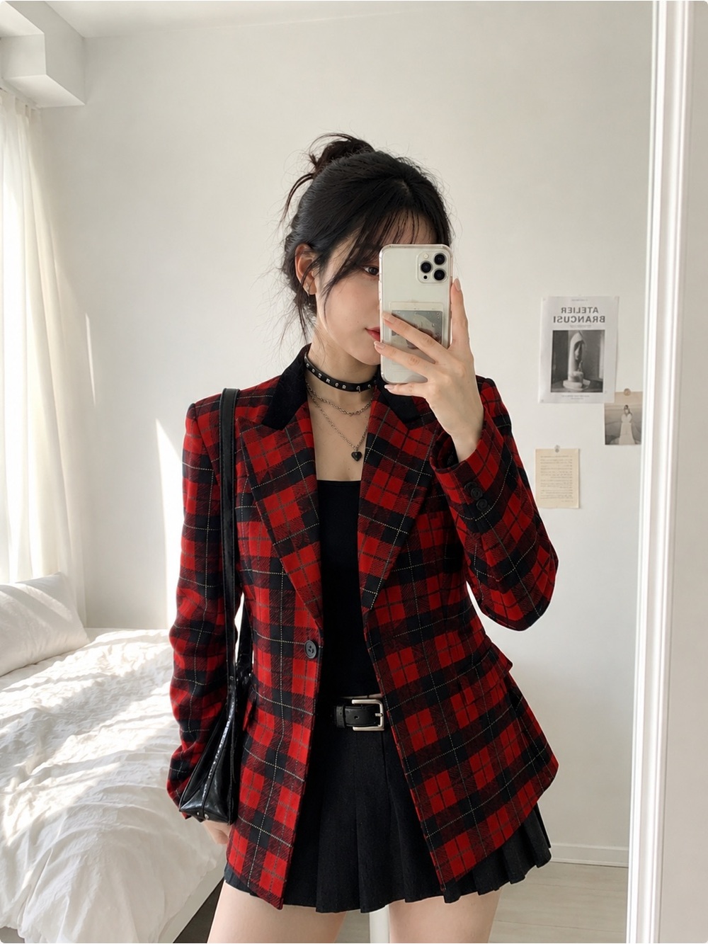 Dumas 100% wool Red Plaid Tailored Blazer Jacket - XL